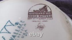 Vtg Wallace Pottery Western Ho Rodeo Pattern Lrg 9 1/4 Round Serving Bowl