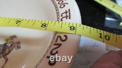 Vtg Wallace Pottery Western Ho Rodeo Pattern Lrg 9 1/4 Round Serving Bowl