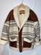 Vtg Western Blanket Leather&wool Shearling Marlboro Man Rancher Jacket Coatl/xl