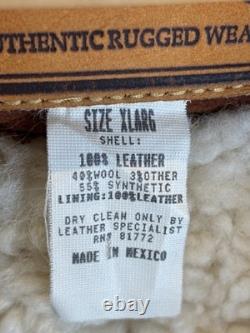 Vtg Western Blanket Leather&wool Shearling Marlboro Man Rancher Jacket Coatl/xl