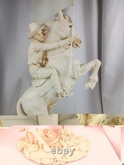 Vtg Western Cowboy Holding American Flag Riding Horse Sculpture Figurine Resin