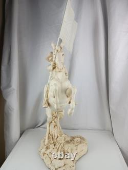 Vtg Western Cowboy Holding American Flag Riding Horse Sculpture Figurine Resin