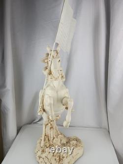 Vtg Western Cowboy Holding American Flag Riding Horse Sculpture Figurine Resin