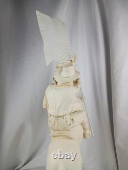 Vtg Western Cowboy Holding American Flag Riding Horse Sculpture Figurine Resin