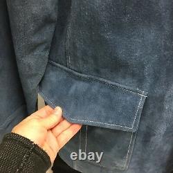 Vtg Wilson's M Julian Men Blue Leather Western Sport Coat Suede Cowboy Jacket L