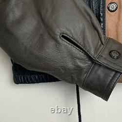 Vtg Wilsons Black & Brown Colorblock Leather Jacket Western Thinsulate Sz Large