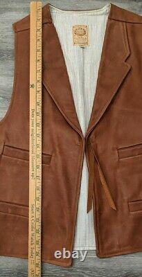 WAH MAKER Brown Leather Vest Mens Size Large