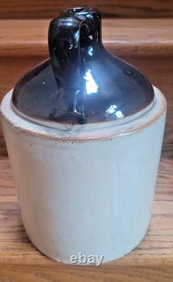 WESTERN STONEWARE WHISKEY JUG Maple Leaf Logo Tan Brown Crock 1 Gallon Antique