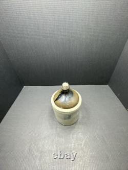 WESTERN STONEWARE WHISKEY JUG Maple Leaf Logo Tan Brown Crock 1 Gallon Antique