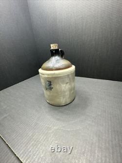 WESTERN STONEWARE WHISKEY JUG Maple Leaf Logo Tan Brown Crock 1 Gallon Antique