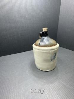WESTERN STONEWARE WHISKEY JUG Maple Leaf Logo Tan Brown Crock 1 Gallon Antique