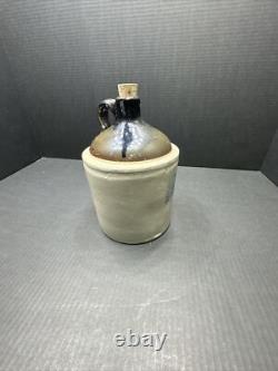 WESTERN STONEWARE WHISKEY JUG Maple Leaf Logo Tan Brown Crock 1 Gallon Antique