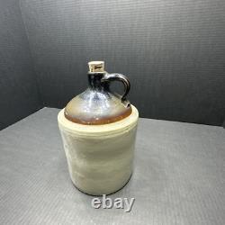 WESTERN STONEWARE WHISKEY JUG Maple Leaf Logo Tan Brown Crock 1 Gallon Antique