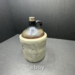 WESTERN STONEWARE WHISKEY JUG Maple Leaf Logo Tan Brown Crock 1 Gallon Antique