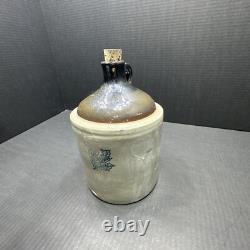 WESTERN STONEWARE WHISKEY JUG Maple Leaf Logo Tan Brown Crock 1 Gallon Antique