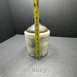 WESTERN STONEWARE WHISKEY JUG Maple Leaf Logo Tan Brown Crock 1 Gallon Antique