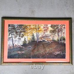 Watercolor Painting Signed Jon Alan Birdsong Landscape Original Framed 37x25