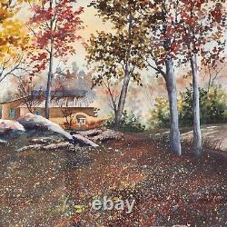 Watercolor Painting Signed Jon Alan Birdsong Landscape Original Framed 37x25