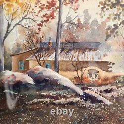 Watercolor Painting Signed Jon Alan Birdsong Landscape Original Framed 37x25