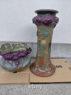 Western Antique Ceramic Cachepot 103cm with Repair, Large Vase Decorative Pot