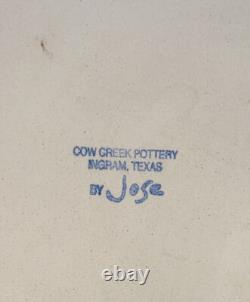 Western Art Large Tray With Hand Painted Cowboy Cow Creek Pottery 16 W Unique