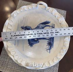 Western Art Large Tray With Hand Painted Cowboy Cow Creek Pottery 16 W Unique