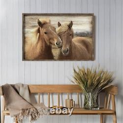 Western Brown Horse Wooden Art Large Framed Rustic Pictures Farmhouse Wild A