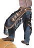 Western Chinks Chaps Floral Antiqued Tooled Yoke Smooth Black Leather M, L