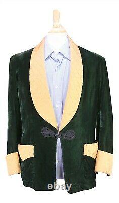 Western Costume Co. Vintage 40's-50's Emerald Green Velvet Smoking Jacket 42R