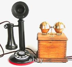 Western Electric Dial Candlestick Very Large Sleigh Bells Antique Telephone