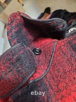 Western & Field Montgomery Ward black & red plaid HEAVY wool jacket chest 50