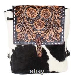 Western Floral Tooled Smooth Leather Cowhide Women Bag 27FK83