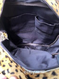 Western Genuine Cowhide Leather Backpack Travel School Rodeo Bag Leopard Fringe