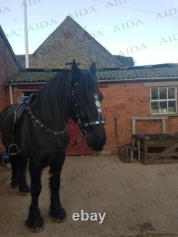 Western Horse Baroque Bridel With Black Leather, silver hardware including collar