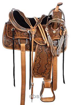 Western Horse Saddle Premium Leather Trail Pleasure Tack Set 16 17 18 in