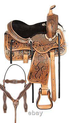 Western Leather Horse Saddle Kids Barrel Pleasure Trail Ranch Tack 12 13 14