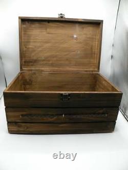 Western Pistols Bullets Large Wooden Storage Box Solid Wood Hand Painted