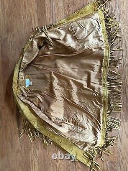 Western Style vintage Erez Levy brown camel leather fringe jacket Beading Large