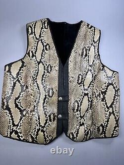 Western Vintage Snake Skin Suede Leather Lined Bolero Biker Outback Vest XXL