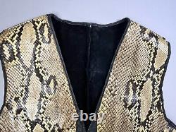 Western Vintage Snake Skin Suede Leather Lined Bolero Biker Outback Vest XXL