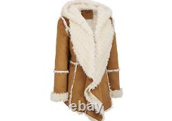 Western Vintage Style Brown Suede Leather Jacket Faux Fur Coat Shearling Leather