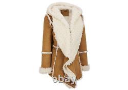 Western Vintage Style Brown Suede Leather Jacket Faux Fur Coat Shearling Leather