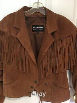 Wilson Vintage leather suede cropped fringe jacket size L