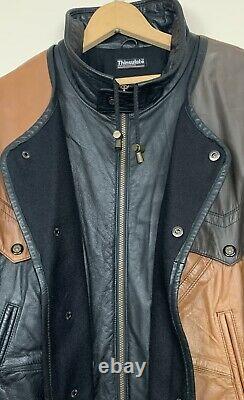 Wilsons Black & Brown Colorblock Leather Jacket VTG Western Thinsulate, Large