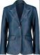 Women's Real Leather Coat/Blazer Handmade, Blue Vintage Jacket