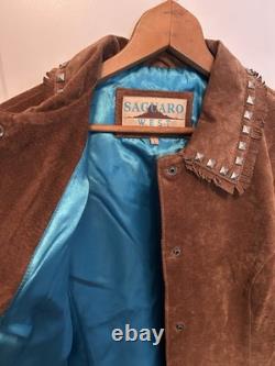 Women's Vintage Brown Suede Fringe Western Jacket with Pockets Cowgirl Style