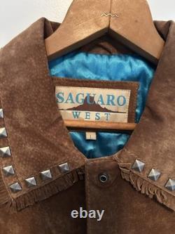 Women's Vintage Brown Suede Fringe Western Jacket with Pockets Cowgirl Style