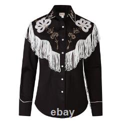 Womens Rockmount Black Fringe Vintage Embroidered Western Shirt