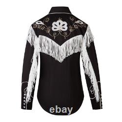 Womens Rockmount Black Fringe Vintage Embroidered Western Shirt