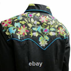 Womens Rockmount Black Vintage Floral Embroidered Western Shirt